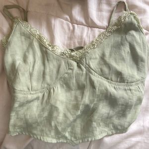 Sage green lacy crop top with open back! Only worn once